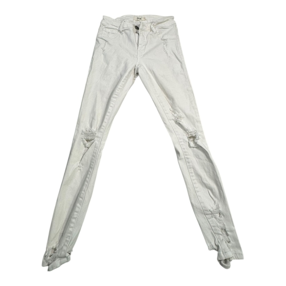 Cello Jeans White Distressed Skinny Jeans Women's Size 1 Ripped Raw Hem Size 1‎